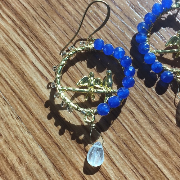 handmade Jewelry - Handmade Moonstone bird earrings